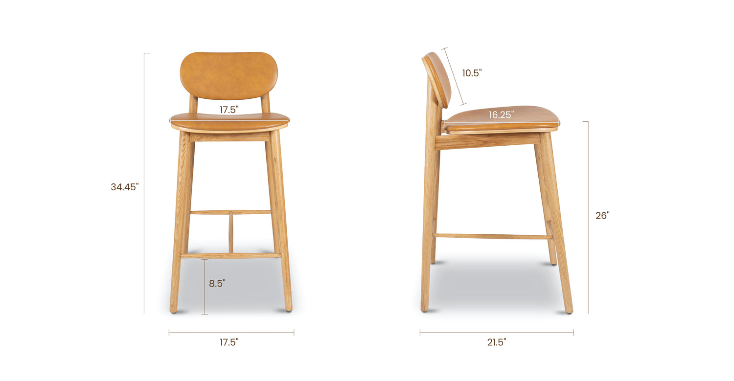 Caramel Tan/Oak, dimensions