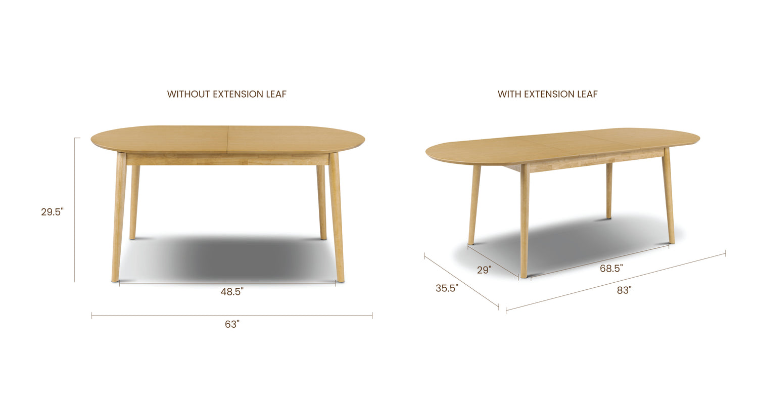 Oak, dimensions