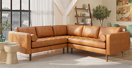 Napa Leather Corner Sectional Sofa